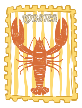 Bügelbild Lobster Gelb